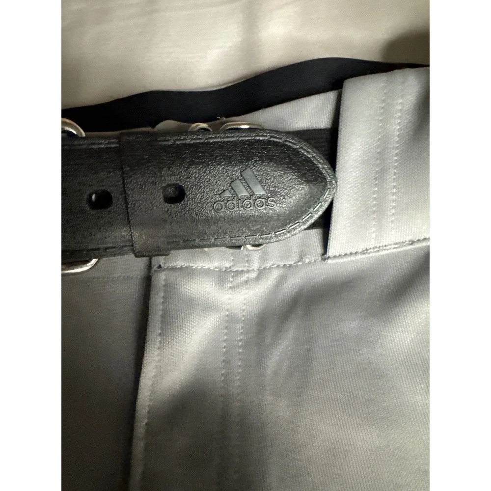 Under Armour Mens Gray Baseball Pants XL with Adidas Belt Tapered Elastic Cuff